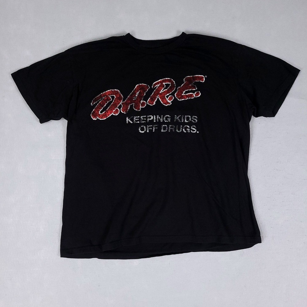 D.A.R.E. T-Shirt Mens XL Black Graphic Regular Fit Cotton Keeping Kids Off Drugs